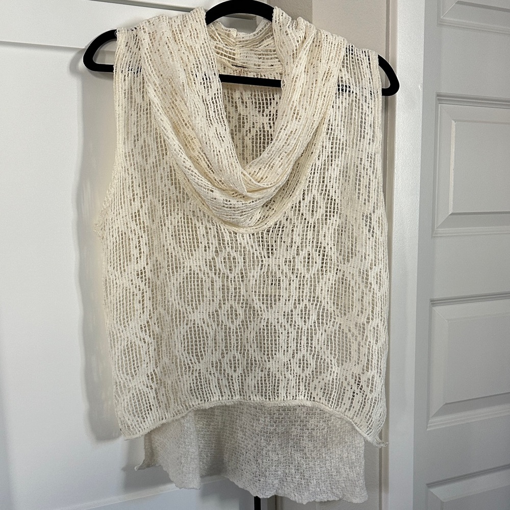 Free People Cowl Neck Crochet Top